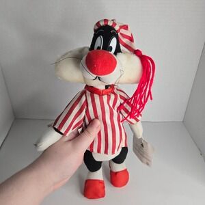 Vintage ACE Looney Tunes Sylvester Cat in Pajamas Plush 12" With Tag Stuffed Toy